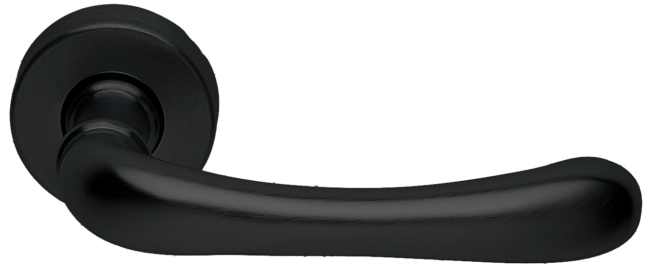 Ручка дверная RING R3-E NERO раздельная на круглой розетке, цвет - черный фото купить Южно-Сахалинск
