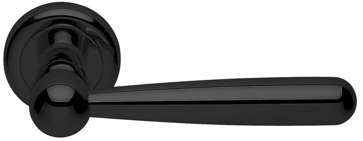 Ручка дверная PINOKKIO R4 NERO раздельная на круглой розетке, цвет - черный фото 1 Ручка дверная PINOKKIO R4 NERO раздельная на круглой розетке, цвет - черный фото купить Южно-Сахалинск