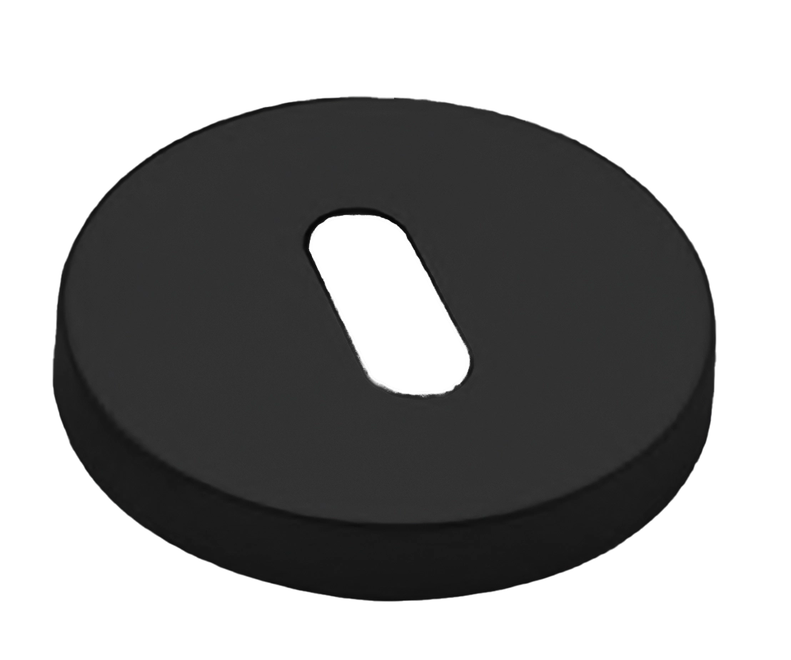 Накладка на ключевой цилиндр LUX-FK-R6 NERO на круглой розетке под ключ буратино, цвет - черный фото купить Южно-Сахалинск