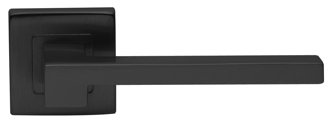 Ручка дверная STONE S3 NERO раздельная на квадратной розетке, цвет черный, латунь фото купить в Южно-Сахалинске