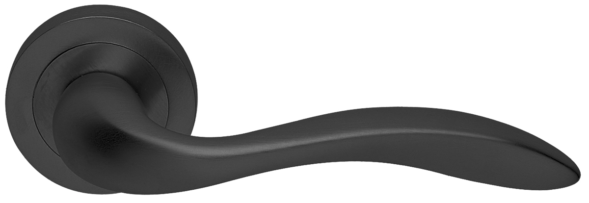 Ручка дверная LEON R2 NERO раздельная на круглой розетке, цвет черный, латунь фото купить в Южно-Сахалинске