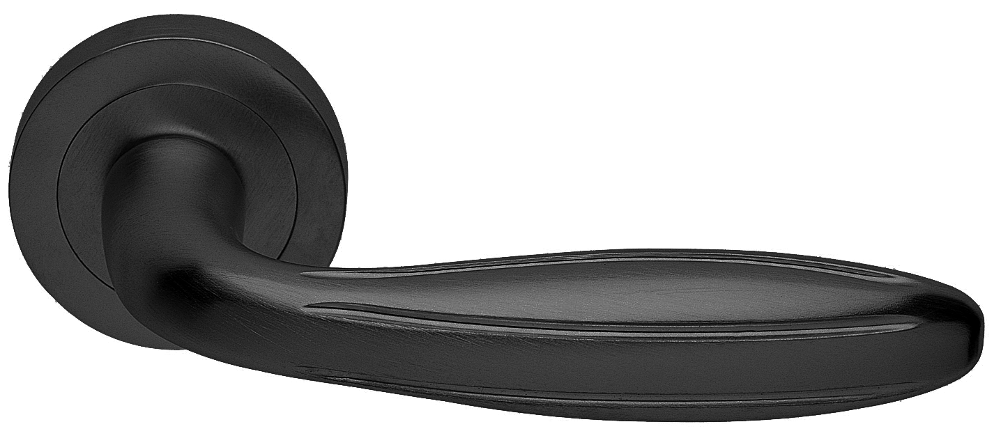 Ручка дверная BUD R2 NERO раздельная на круглой розетке, цвет черный, латунь фото купить в Южно-Сахалинске