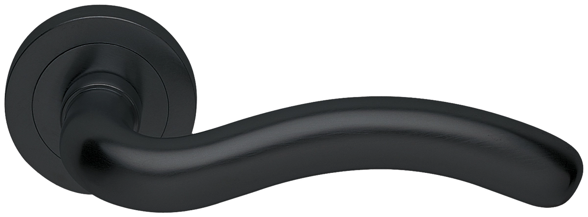 Ручка дверная SNAKE R2 NERO раздельная на круглой розетке, цвет черный, латунь фото купить в Южно-Сахалинске