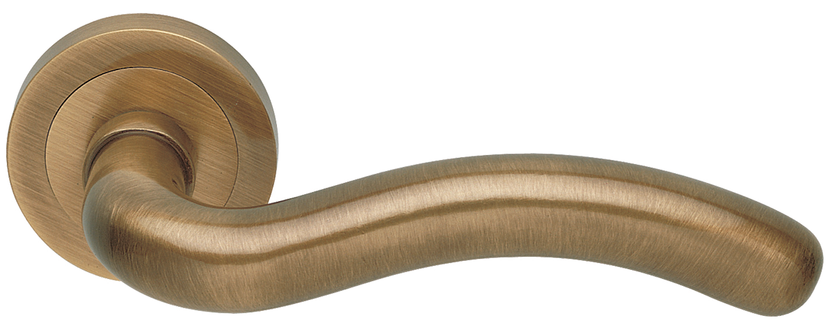 Ручка дверная SNAKE R2 BGO раздельная на круглой розетке, цвет матовая бронза, латунь фото купить в Южно-Сахалинске
