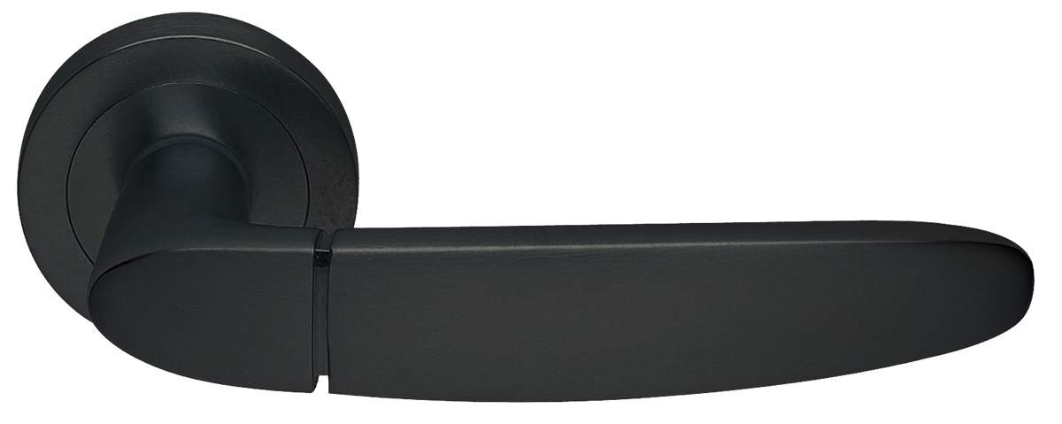 Ручка дверная SAIL R2 NERO раздельная на круглой розетке, цвет черный, латунь фото купить в Южно-Сахалинске