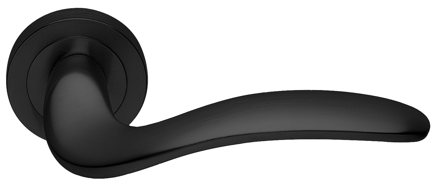 Ручка дверная COBRA R2 NERO раздельная на круглой розетке, цвет - черный фото купить в Южно-Сахалинске