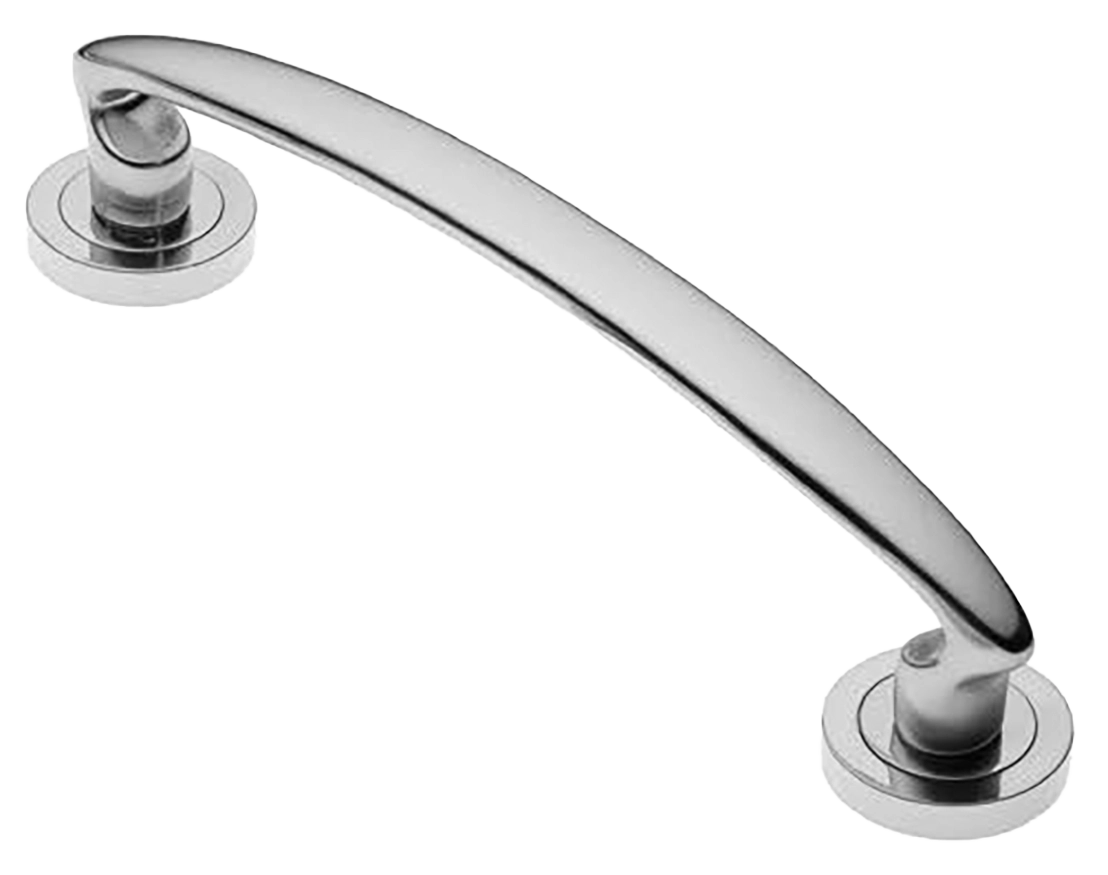 Ручка-скоба дверная FLAMINGO PH CRO на круглой розетке, цвет хром, латунь фото купить в Южно-Сахалинске