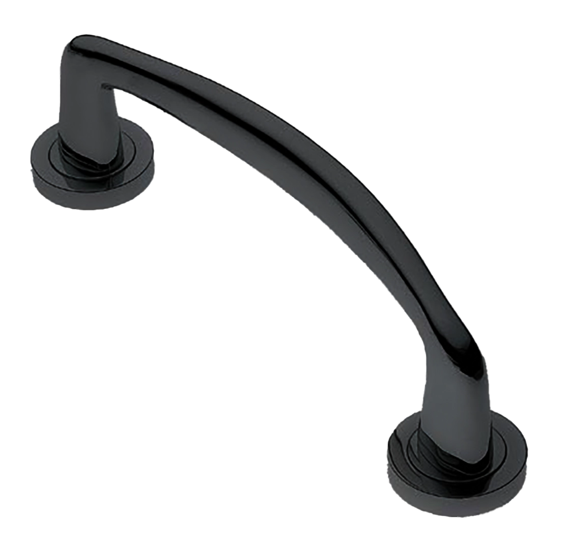 Ручка-скоба дверная COCKATOO PH NERO на круглой розетке, цвет черный, латунь фото купить в Южно-Сахалинске