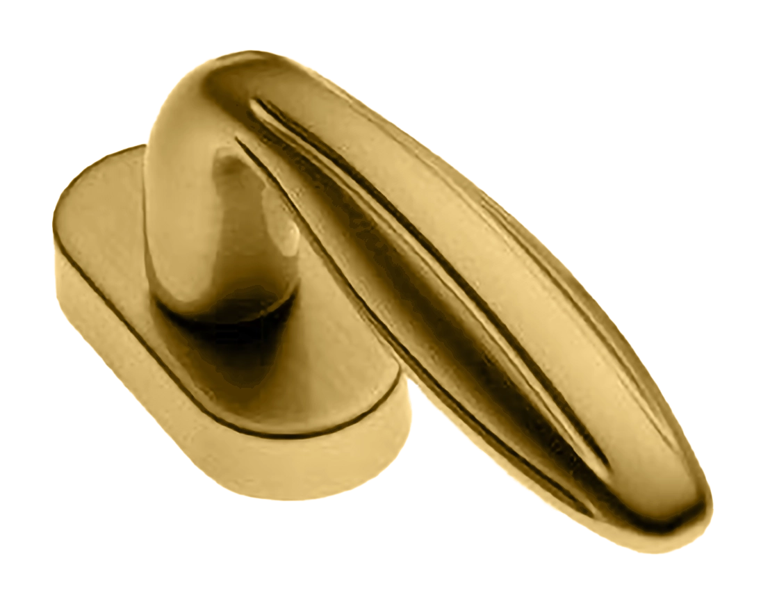 Ручка оконная BUD W1 OSA на прямоугольной розетке, цвет матовое золото, латунь фото купить в Южно-Сахалинске