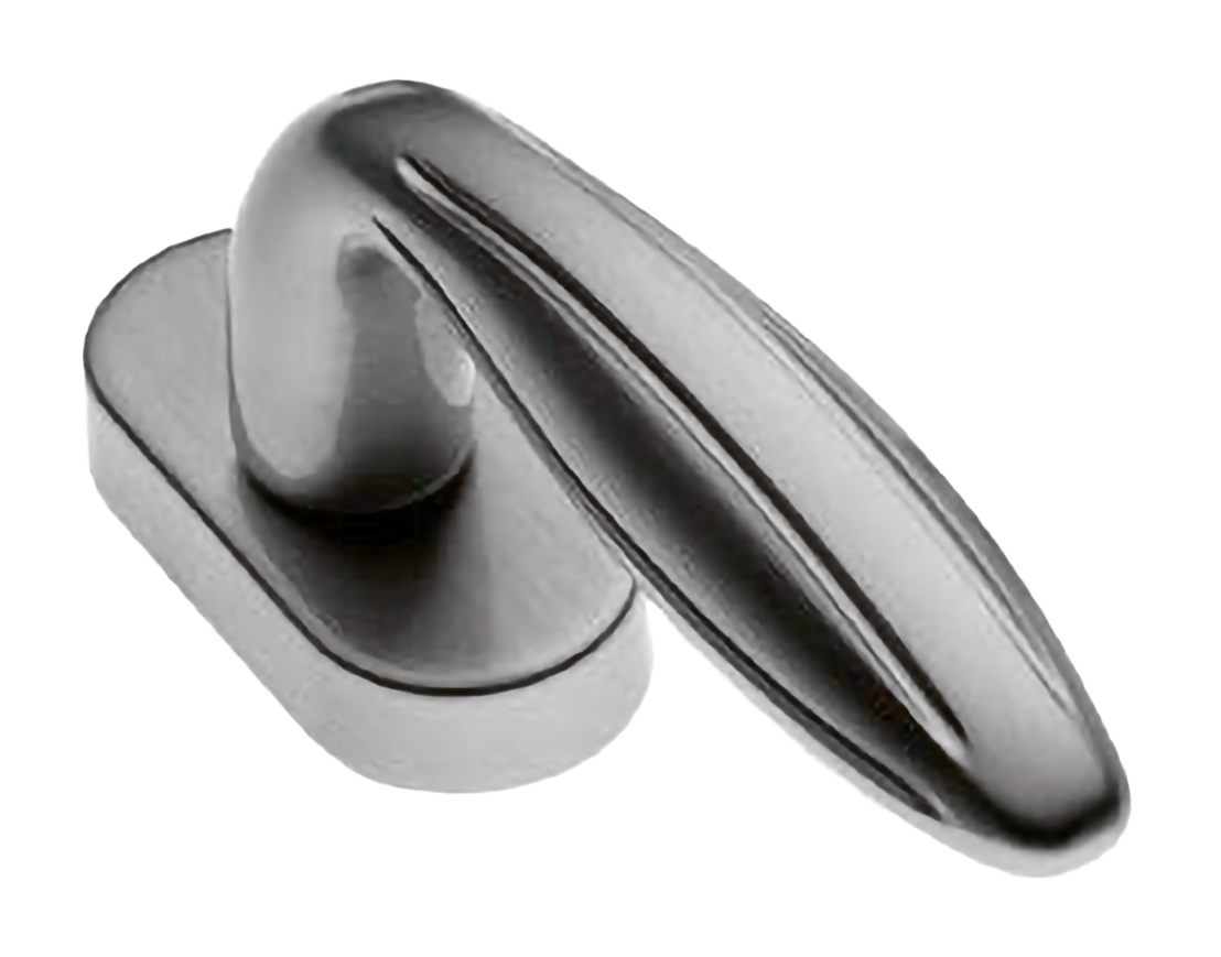 Ручка оконная BUD W1 CSA на прямоугольной розетке, цвет матовый хром, латунь фото купить в Южно-Сахалинске