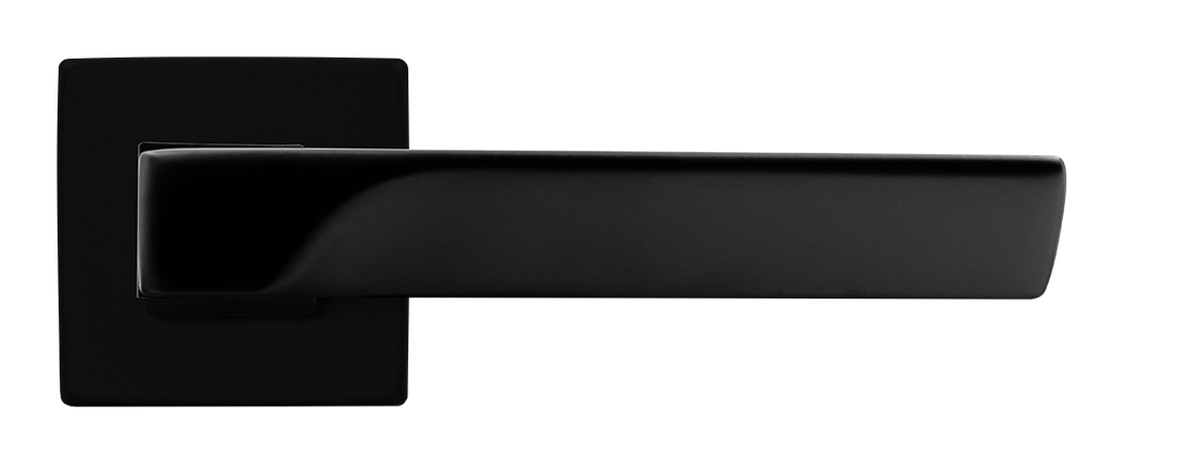 Ручка дверная FIORD S5 NERO-ST на квадратной розетке цвет черный soft-touch, ЦАМ фото купить в Южно-Сахалинске