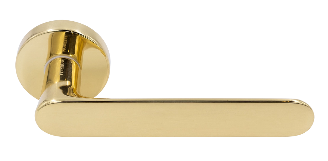 Ручка дверная LE BOAT R5 OTL раздельная на круглой розетке, цвет золото, латунь фото купить Южно-Сахалинск