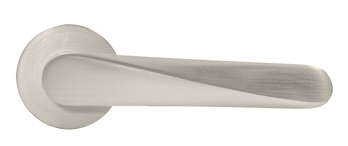 Ручка дверная CAYAN MH-58-R6 MSN раздельная на круглой розетке, цвет матовый сатинированный никель, ЦАМ фото купить в Южно-Сахалинске