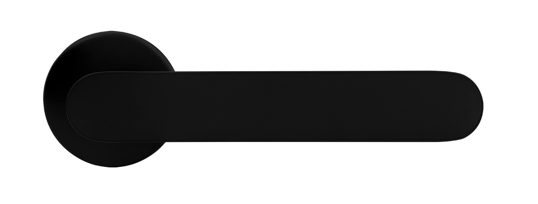 Ручка дверная LE BOAT R5 NERO-ST раздельная на круглой розетке, цвет черный soft-touch, латунь фото купить в Южно-Сахалинске