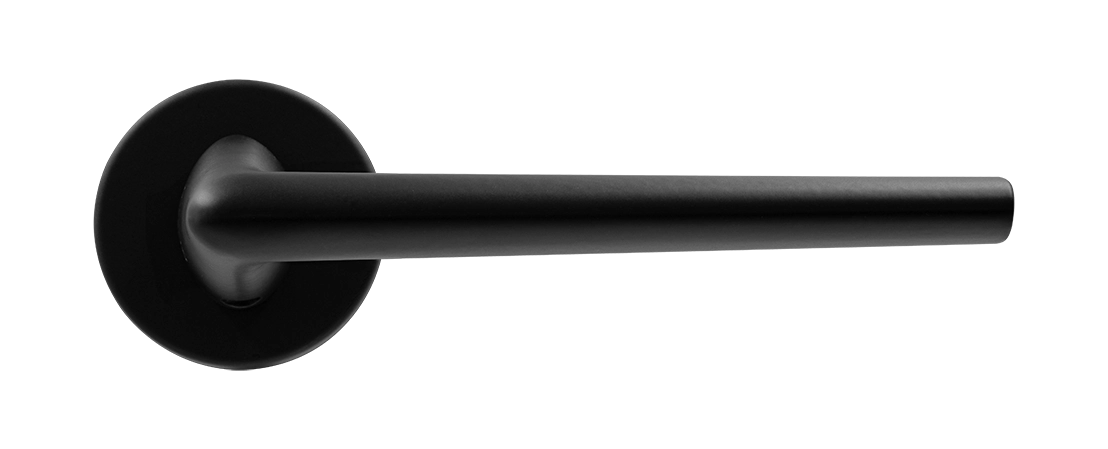 Ручка дверная THE FORCE R5 NERO-ST на круглой розетке, цвет черный soft-touch, ЦАМ фото купить в Южно-Сахалинске