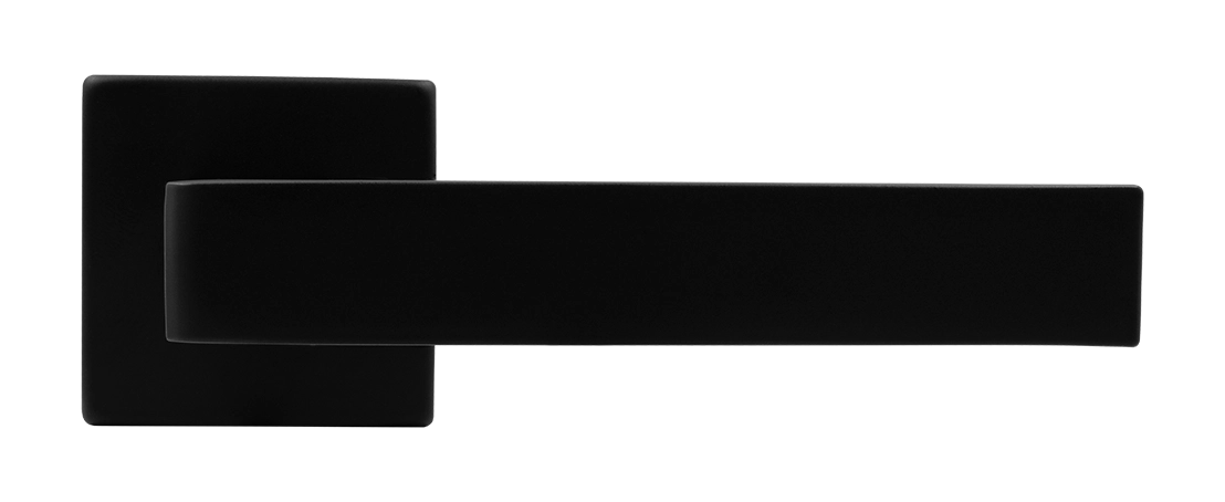 Ручка дверная HORIZONT S5 NERO-ST на квадратной розетке, цвет черный soft-touch, ЦАМ фото купить в Южно-Сахалинске