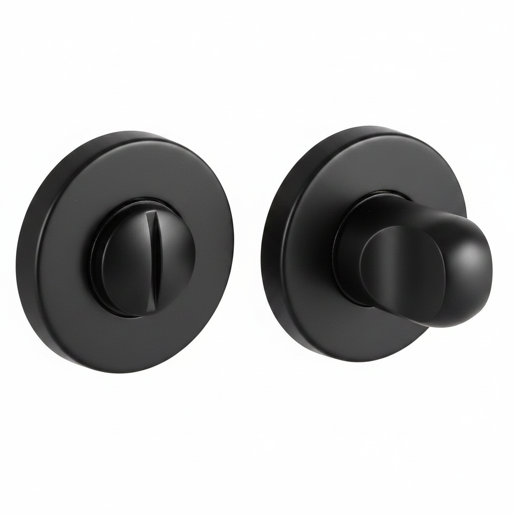 Завертка сантехническая LUX-WC-R3-E NERO-ST на круглой розетке цвет черный soft-touch, ЦАМ фото купить Южно-Сахалинск