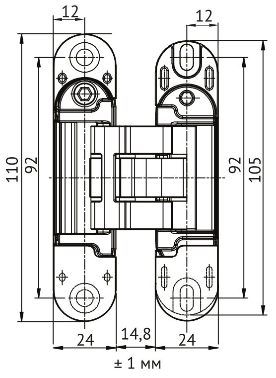 Петля скрытая HH-28 SC врезная с 3D-регулировкой вес полотна до 40 кг, цвет матовый хром фото купить в Южно-Сахалинске