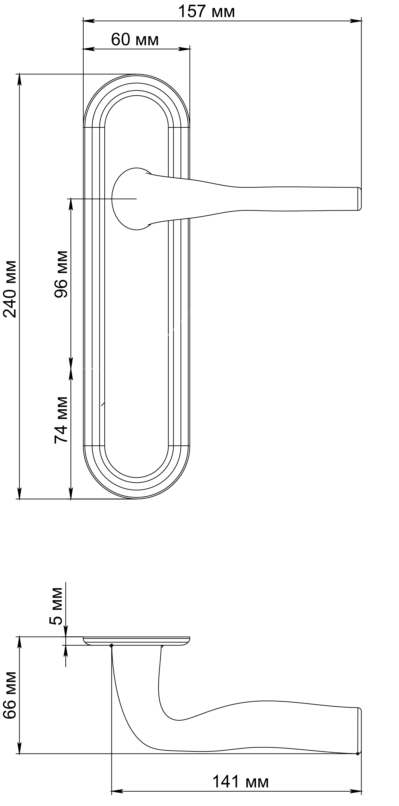 Ручка дверная LVB PLR SST на планке, цвет Летняя гроза/Summer Storm фото фурнитура Южно-Сахалинск