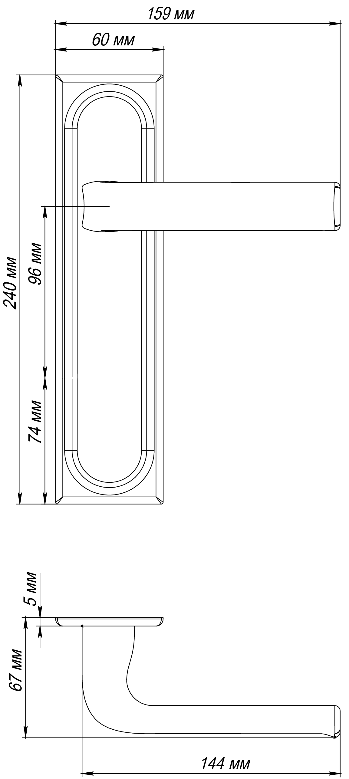 Ручка дверная THE BUS STATION PLS SST на планке, цвет Летняя гроза/Summer Storm фото фурнитура Южно-Сахалинск