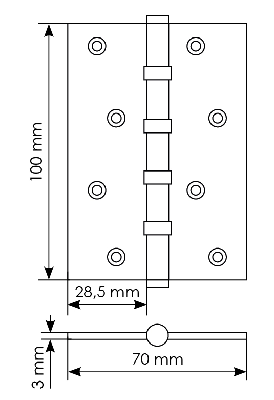 Петля карточная универсальная MBU 100X70X3-4BB COF латунь,врезная,цвет кофе фото купить в Южно-Сахалинске