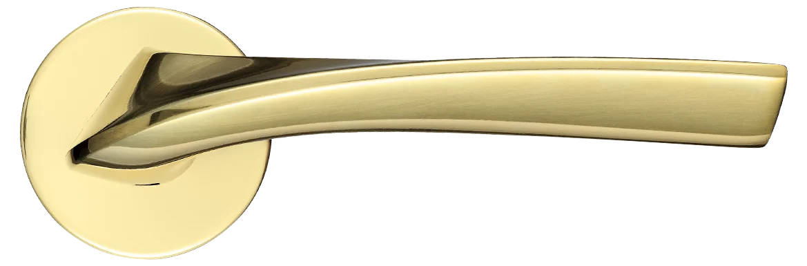 Ручка дверная COMETA R5 OTL раздельная на круглой розетке 7 мм, цвет золото, латунь фото купить в Южно-Сахалинске