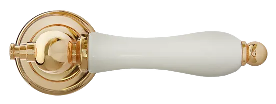 MART, ручка дверная MH-42-CLASSIC PG/W, цвет - золото/белый фото купить в Южно-Сахалинске