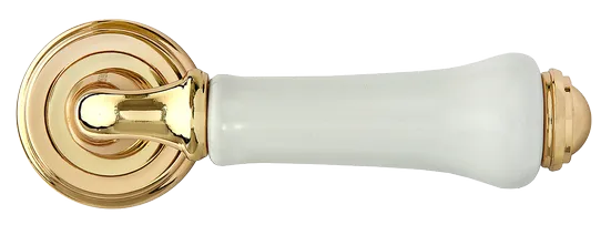 UMBERTO, ручка дверная MH-41-CLASSIC PG/W, цвет - золото/белый фото купить в Южно-Сахалинске