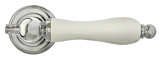 MART, ручка дверная MH-42-CLASSIC PC/W, цвет- хром/белый фото купить в Южно-Сахалинске