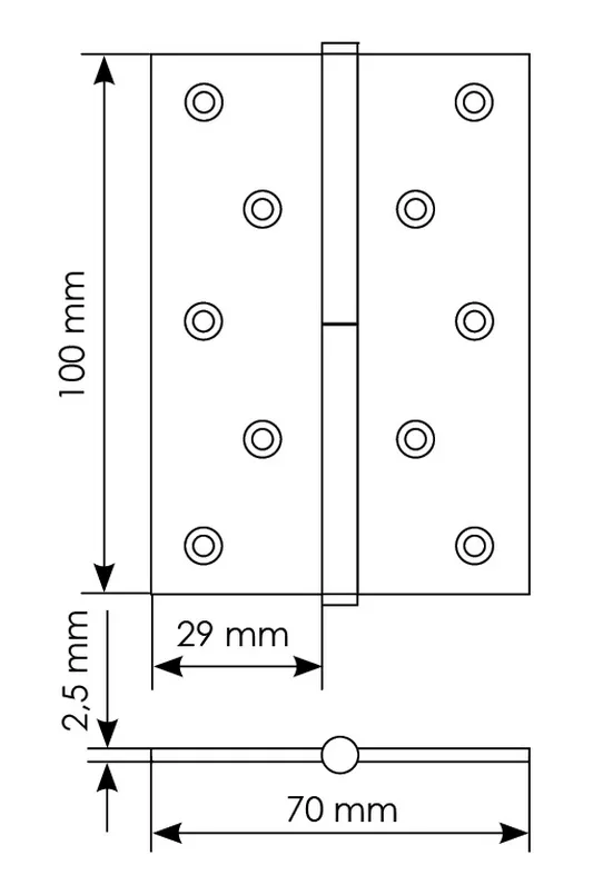 Петля универсальная разъемная MSD 100X70X2.5 AB L стальная левая, врезная, цвет бронза фото купить в Южно-Сахалинске