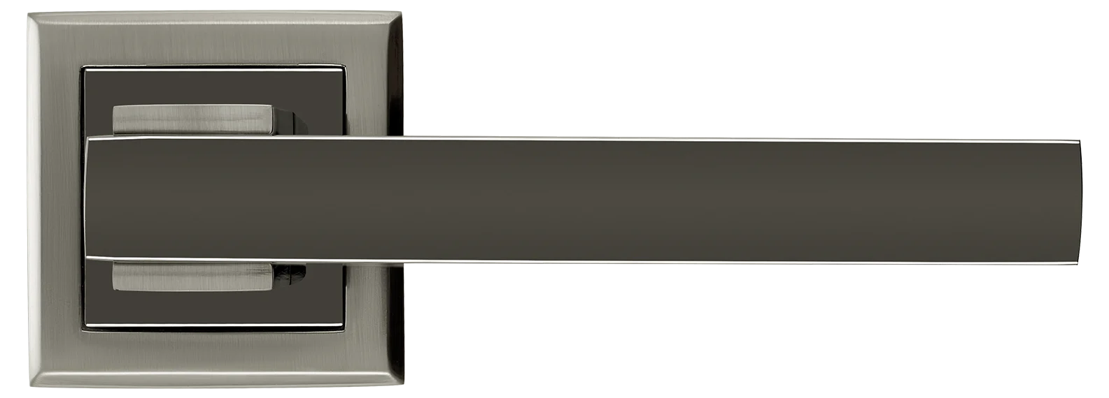 PIQUADRO, ручка дверная MH-37 SN/BN-S, на квадратной накладке, цвет - бел. никель/черн. никель фото купить в Южно-Сахалинске