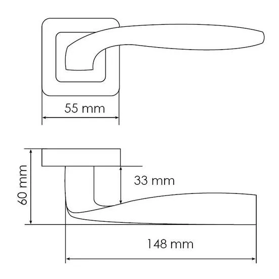 Ручка дверная SHELL MH-45 GR/CP-S55 раздельная на квадратной розетке, цвет графит/хром, ЦАМ Light фото купить в Южно-Сахалинске