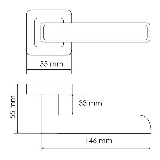 Ручка дверная FLEX MH-44 SC/CP-S55 раздельная на квадратной накладке, цвет матовый хром/хром, ЦАМ Light фото купить в Южно-Сахалинске