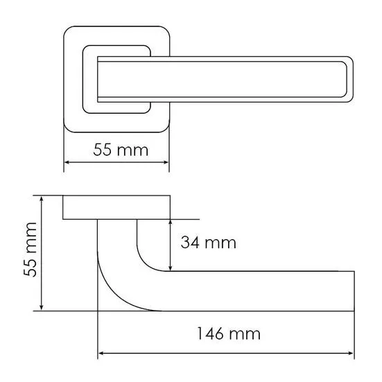 Ручка дверная EON MH-46 GR/CP-S55 раздельная на квадратной розетке, цвет графит/хром, ЦАМ Light фото фурнитура Южно-Сахалинск