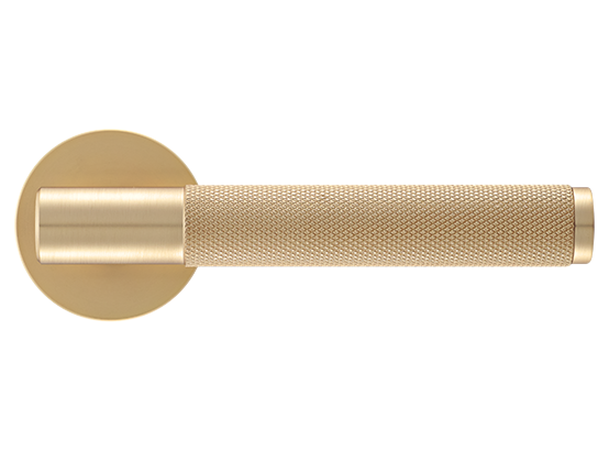 Ручка дверная "AZRIELI" на круглой розетке 6 мм, MH-57-R6T MSG, цвет - мат. сатинированное золото фото купить в Южно-Сахалинске