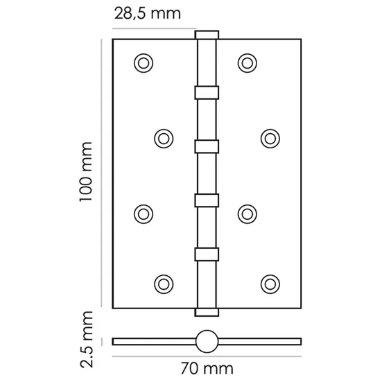 Петля карточная универсальная MS 100X70X2.5-4BB BL, врезная, цвет черный, сталь фото купить в Южно-Сахалинске