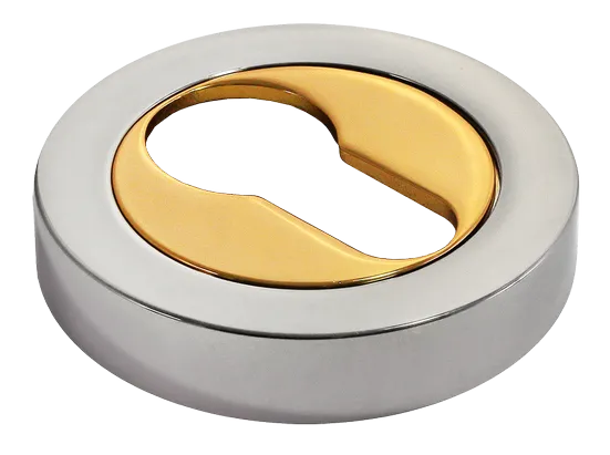 LUX-KH-R2 COT, накладка на евроцилиндр, цвет - глянцевый хром/золото фото купить Южно-Сахалинск