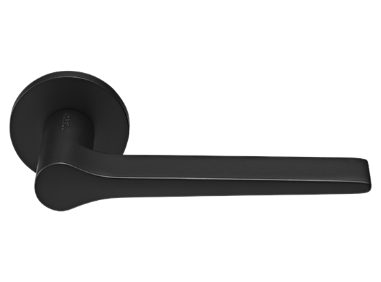 LAND ручка дверная  на круглой розетке 6 мм, MH-60-R6 BL, цвет - чёрный фото купить Южно-Сахалинск